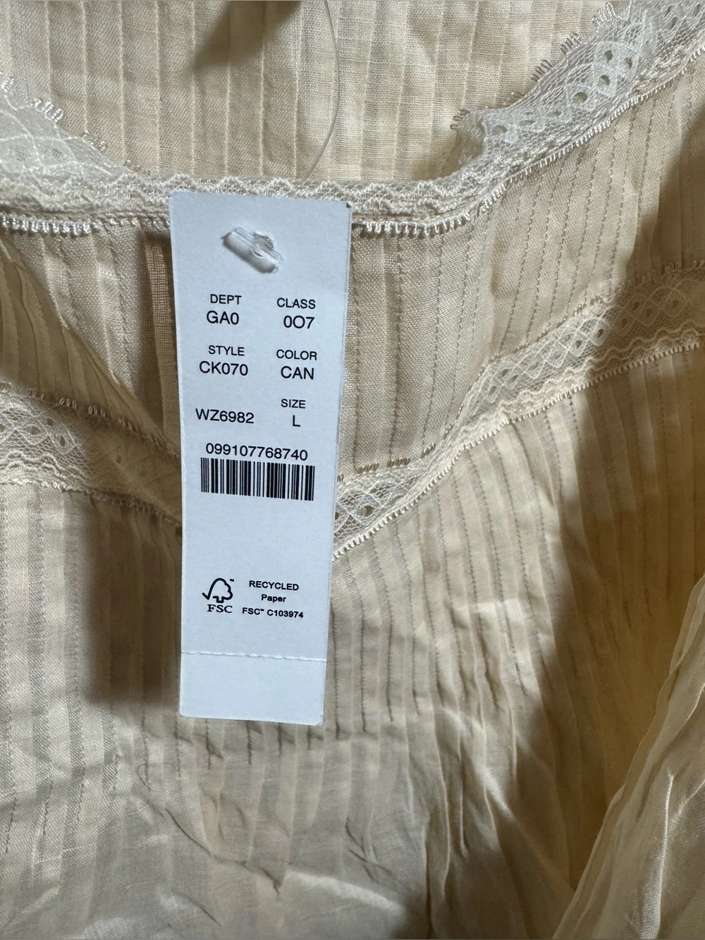 NWT J.Crew Lace-trim tank top in ramie Size Large